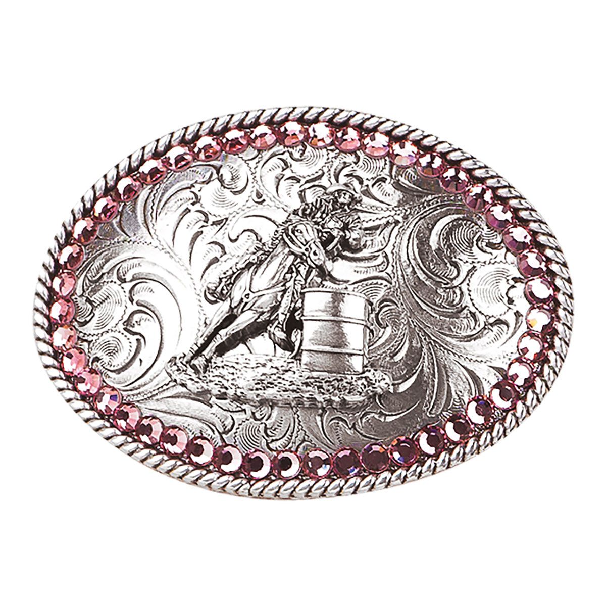 M&amp;F WESTERN - Girl's Pink Barrel Racer Belt Buckle, Color: Rose &amp; Diamants