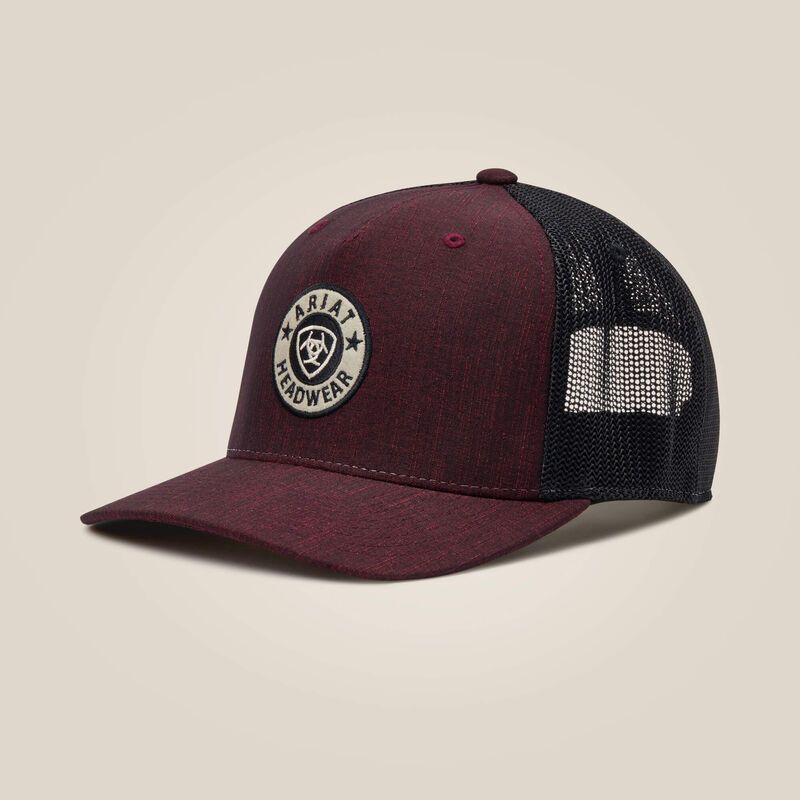ARIAT - Men's  Flexfit Round Shield Cap, Color: Wine