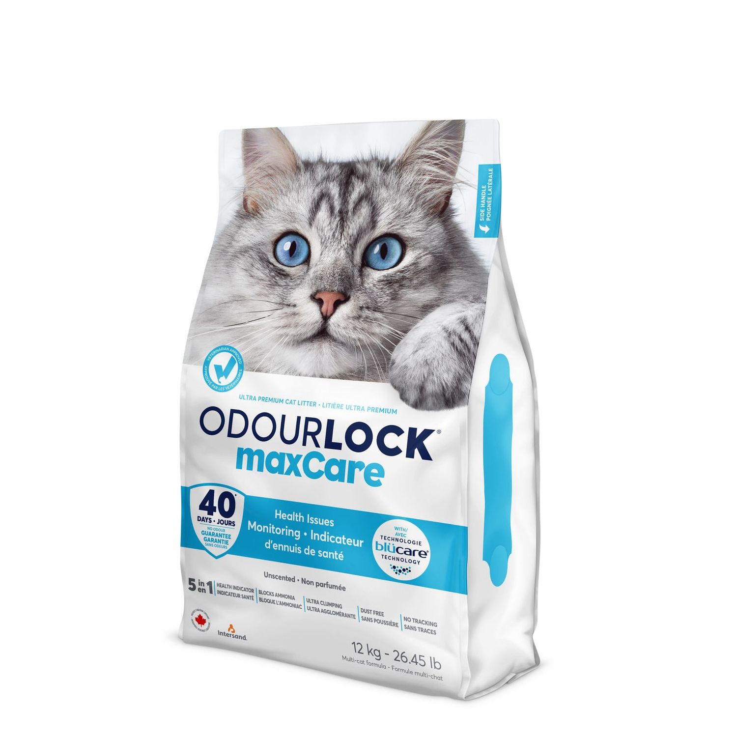 INTERSAND - Unscented MaxCare Clumping Cat Litter, Format: 12kg