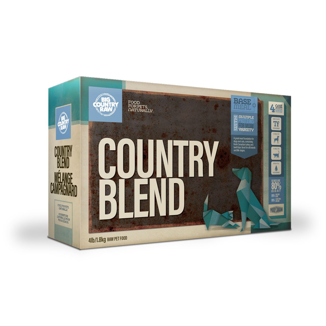BIG COUNTRY RAW - Mélange Campagnard (Dinde &amp; Boeuf), Format: 4lbs (4x1lb)