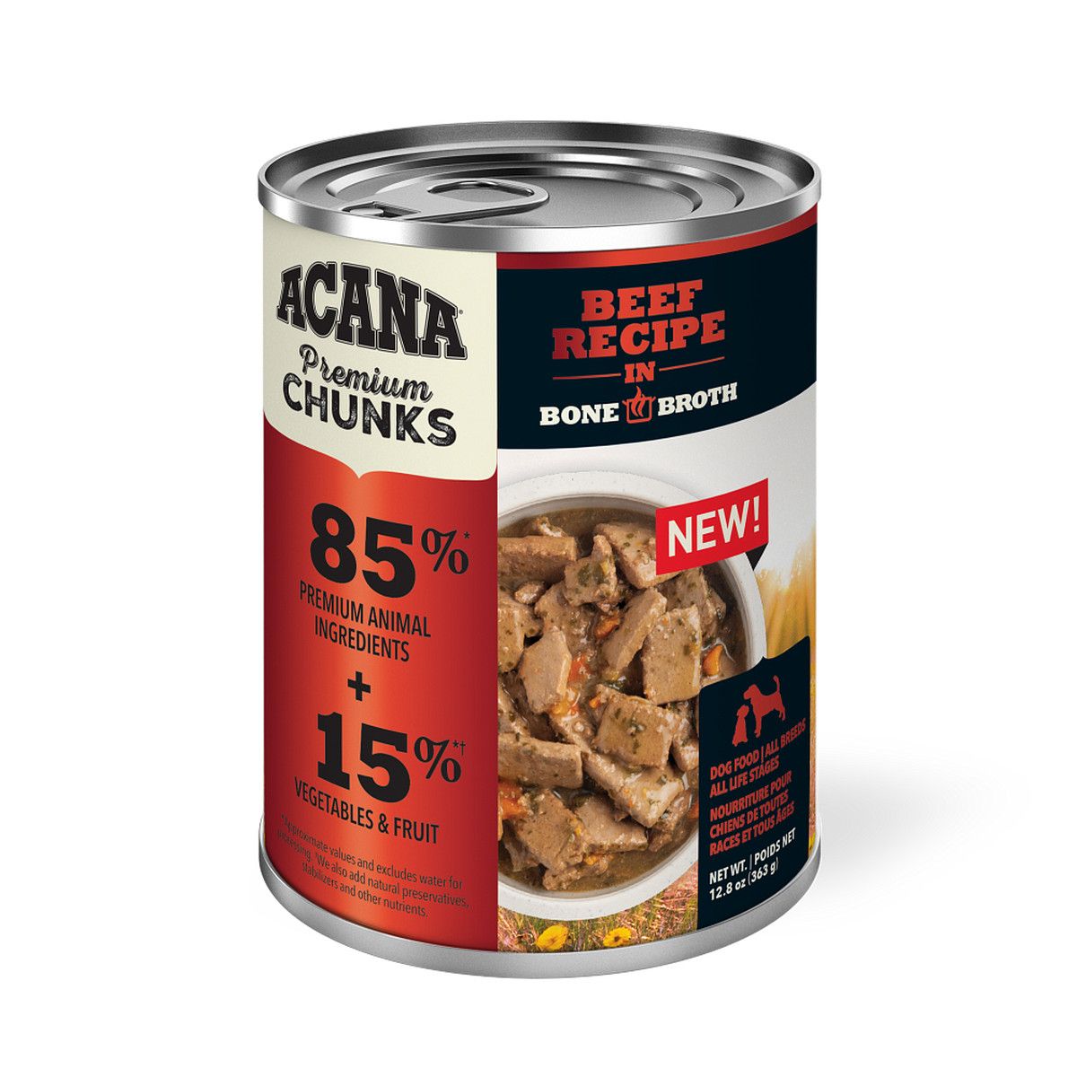 ACANA - Premium Chunks Beef Recipe in Bone Broth, Size: 12.8oz