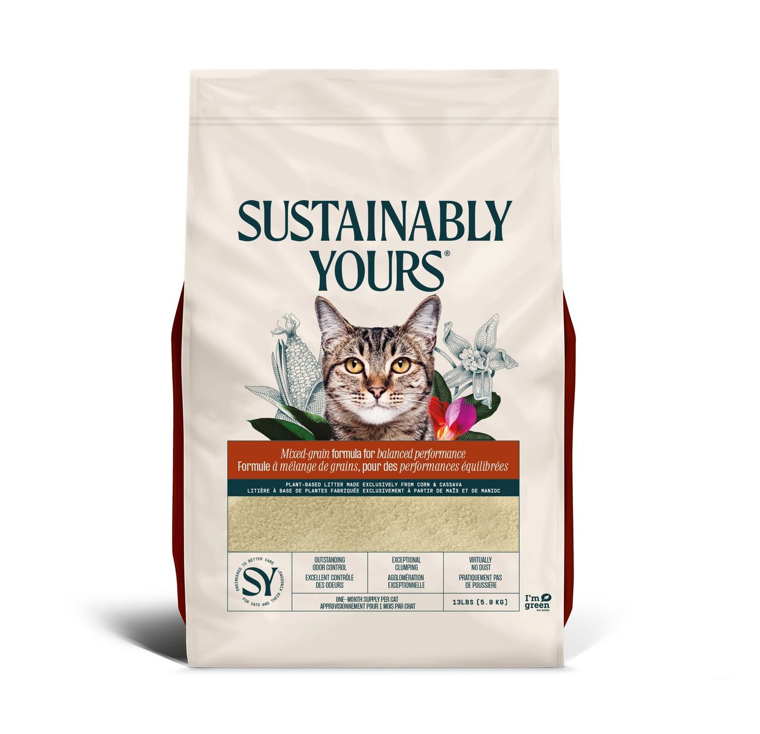 SUSTAINABLY YOURS - Mixed-Grain Performance Clumping Litter, Format: 13lbs