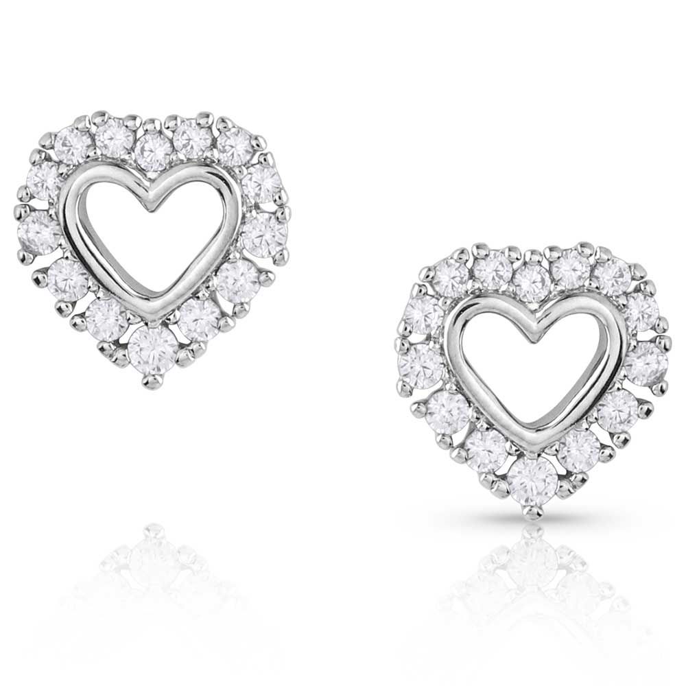 MONTANA SILVERSMITHS - Icy Heart Crystal Earrings, Color: Argent