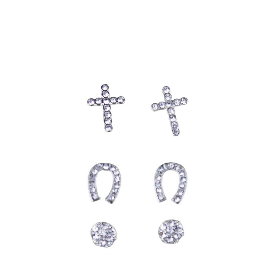 M&amp;F WESTERN - Silver Strike Stud Western Earrings
