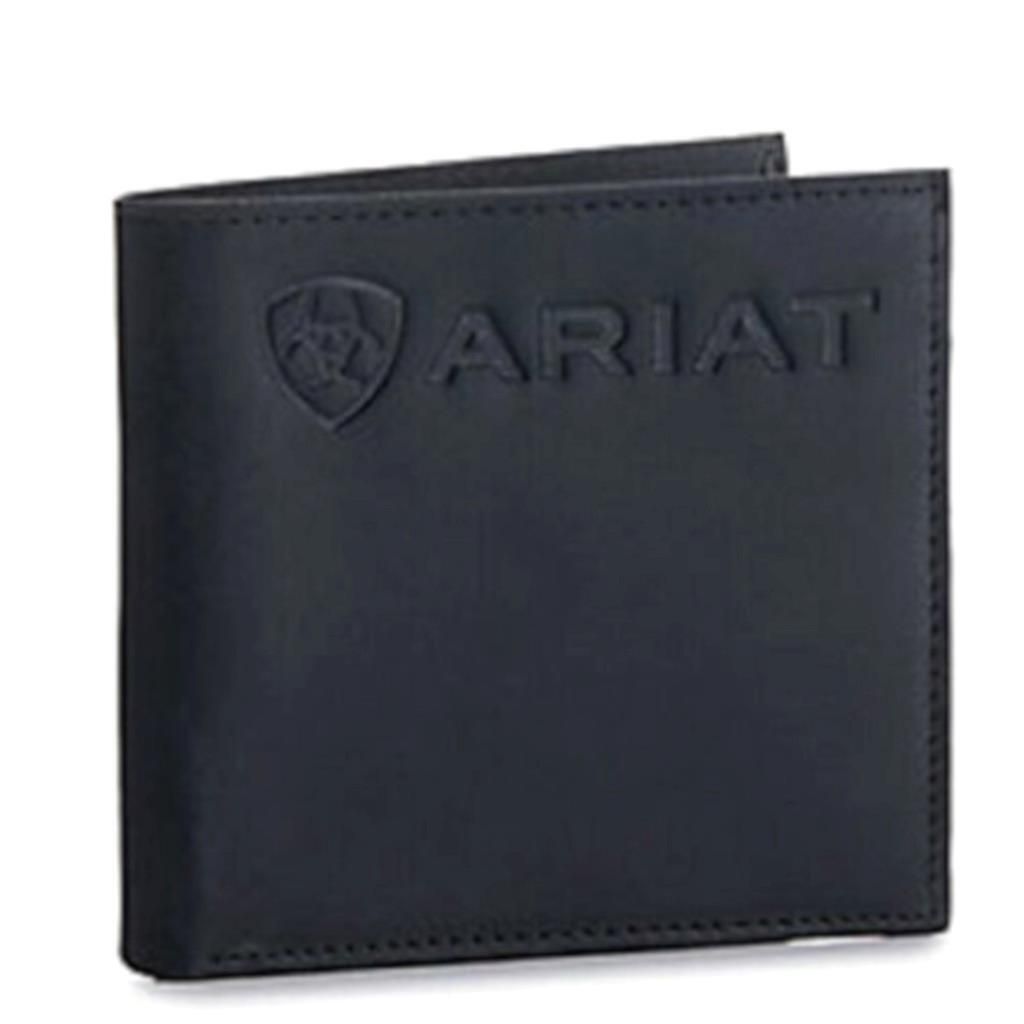 ARIAT - Smooth Black Leather BiFold Wallet, Type: Bifold