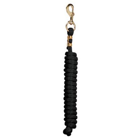 WEAVER - Poly Lead Black Rope with Brass Snap WEAVER - Poly Lead Black Rope with Brass Snap, Size: 8pieds