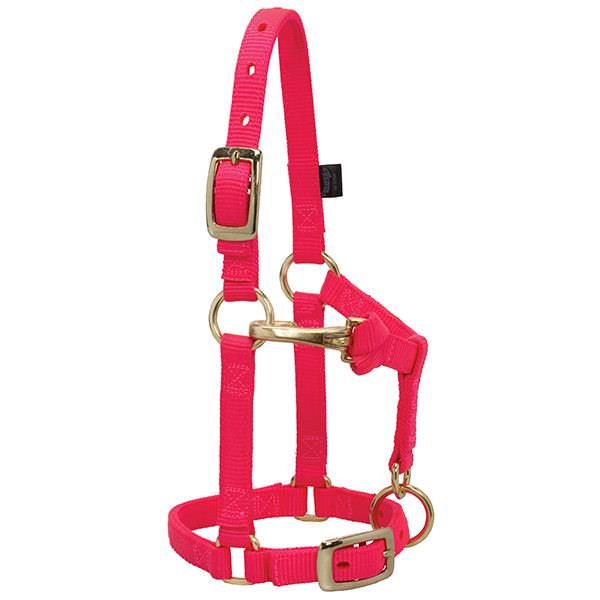 WEAVER - Miniature Horse Adjustable Chin &amp; Throat Snap Diva Pink Halter, Size: Average