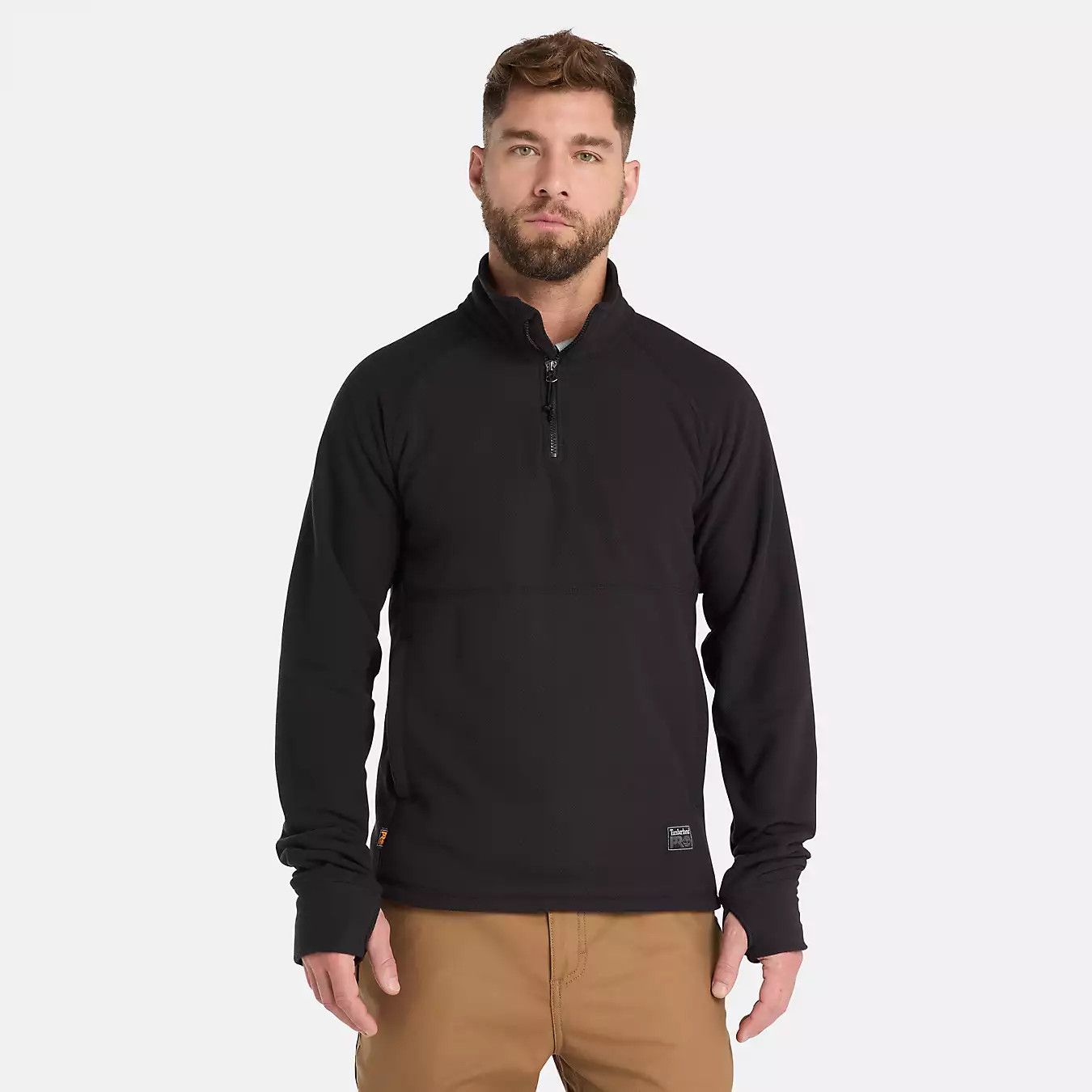 TIMBERLAND - Men's Irvine 1/4-Zip Waffle Fleece Jacket, Size: Medium, Color: Noir