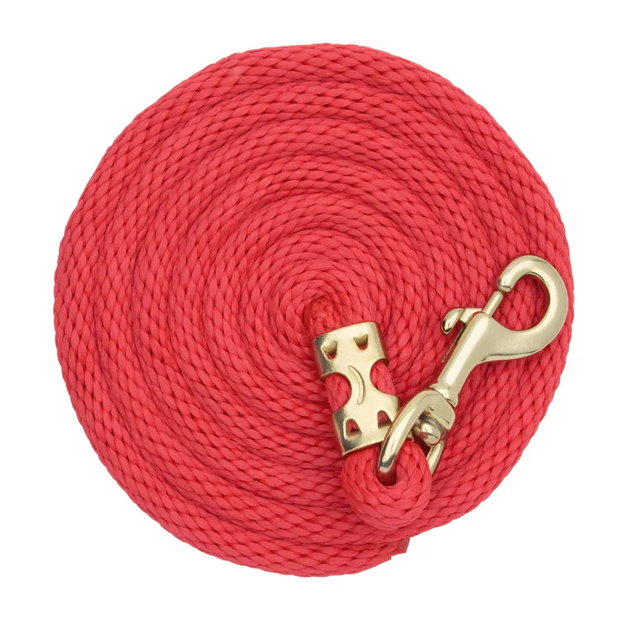 WEAVER - Poly Lead Red Rope with Brass Snap, Size: 8'