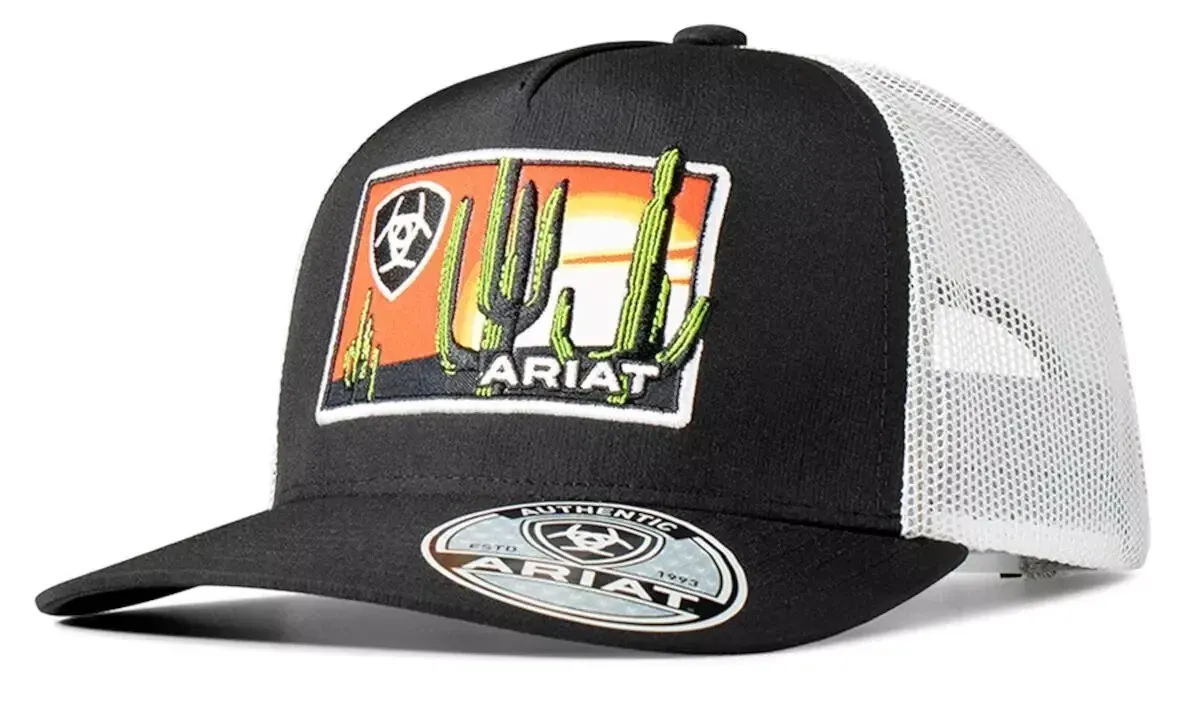 ARIAT - Baseball Log Patch Desert Cap, Colour: Noir &amp; Blanc