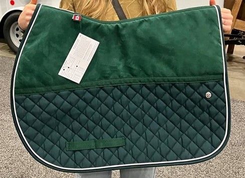 OGILVY EQUESTRIAN - Hunter Green Jump Friction Free Pad, Piping: Blanc, Binding: Hunter Green