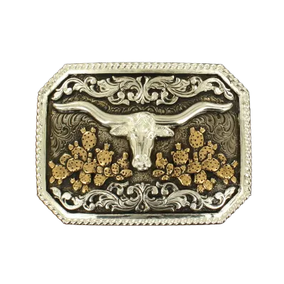 M&amp;F Western - Crumrine Rectangle Longhorn Belt Buckle