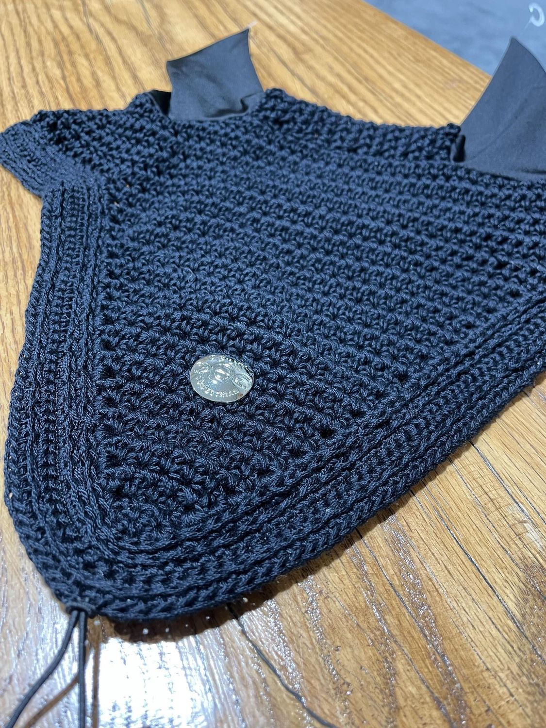 OGILVY EQUESTRIAN - Navy Long Tie-Down Bonnet, Piping: Aucun, Binding: Navy