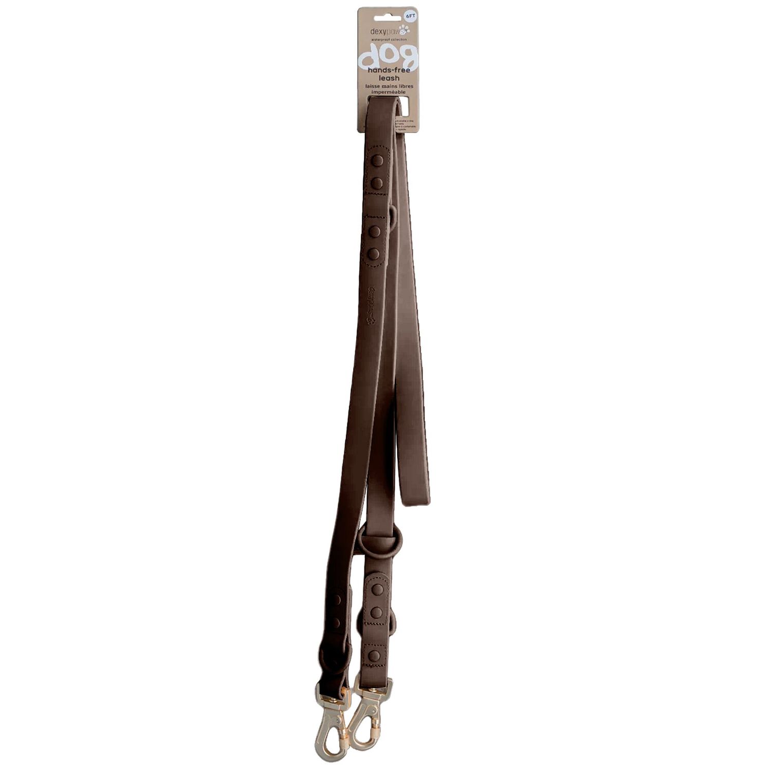 DEXYPAWS - 6Foot Waterproof Hands Free Dog Leash, Color: Espresso