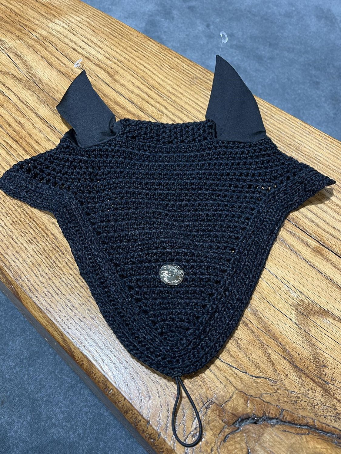 OGILVY EQUESTRIAN - Black Long Tie-Down Bonnet, Piping: Aucun, Binding: Noir