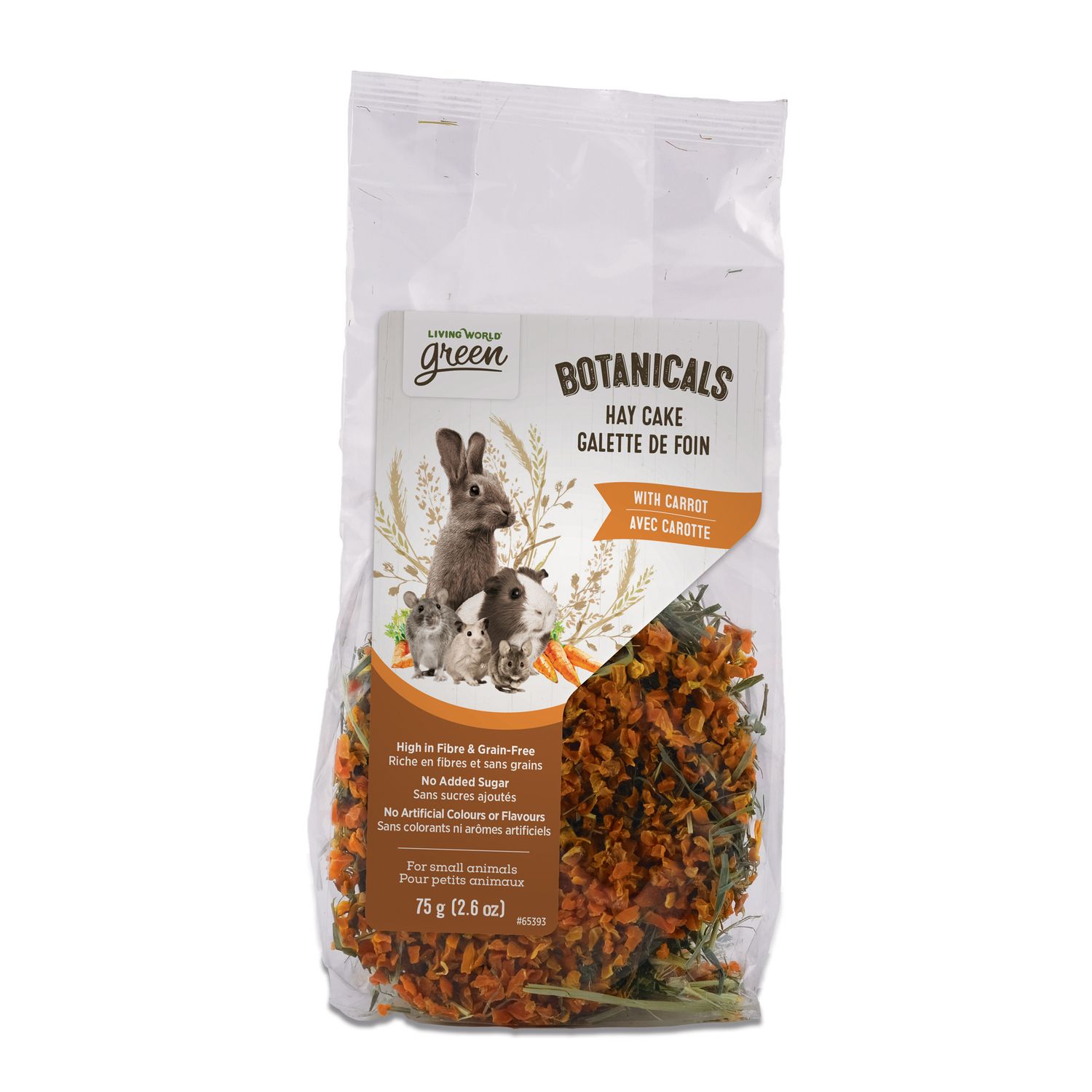 LIVING WORLD - Botanicals Hay Cake, Flavour: Carotte, Size: 75g