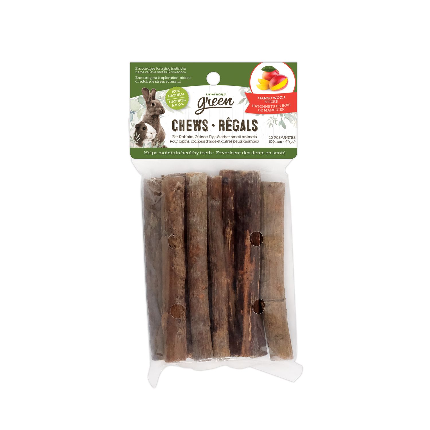 LIVING WORLD - Mango Wood Sticks Chews, Size: 10Pack