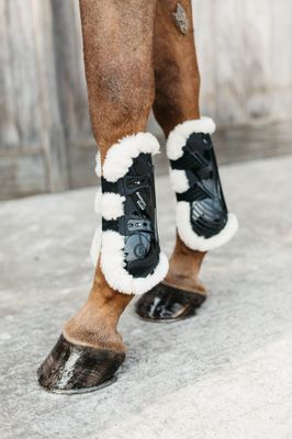 KENTUCKY HORSEWEAR - Black Vegan Sheepskin Tendon Boots Bamboo Elastic