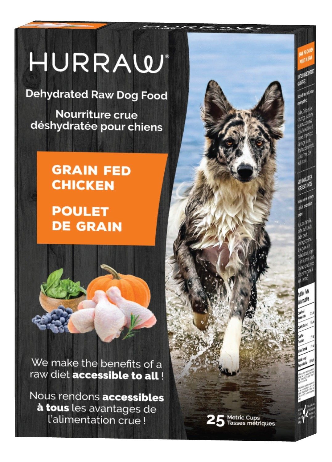 HURRAW - Grain Fed Chicken Dehydrated Raw Dog Food, Format: 4 x 25 Tasses