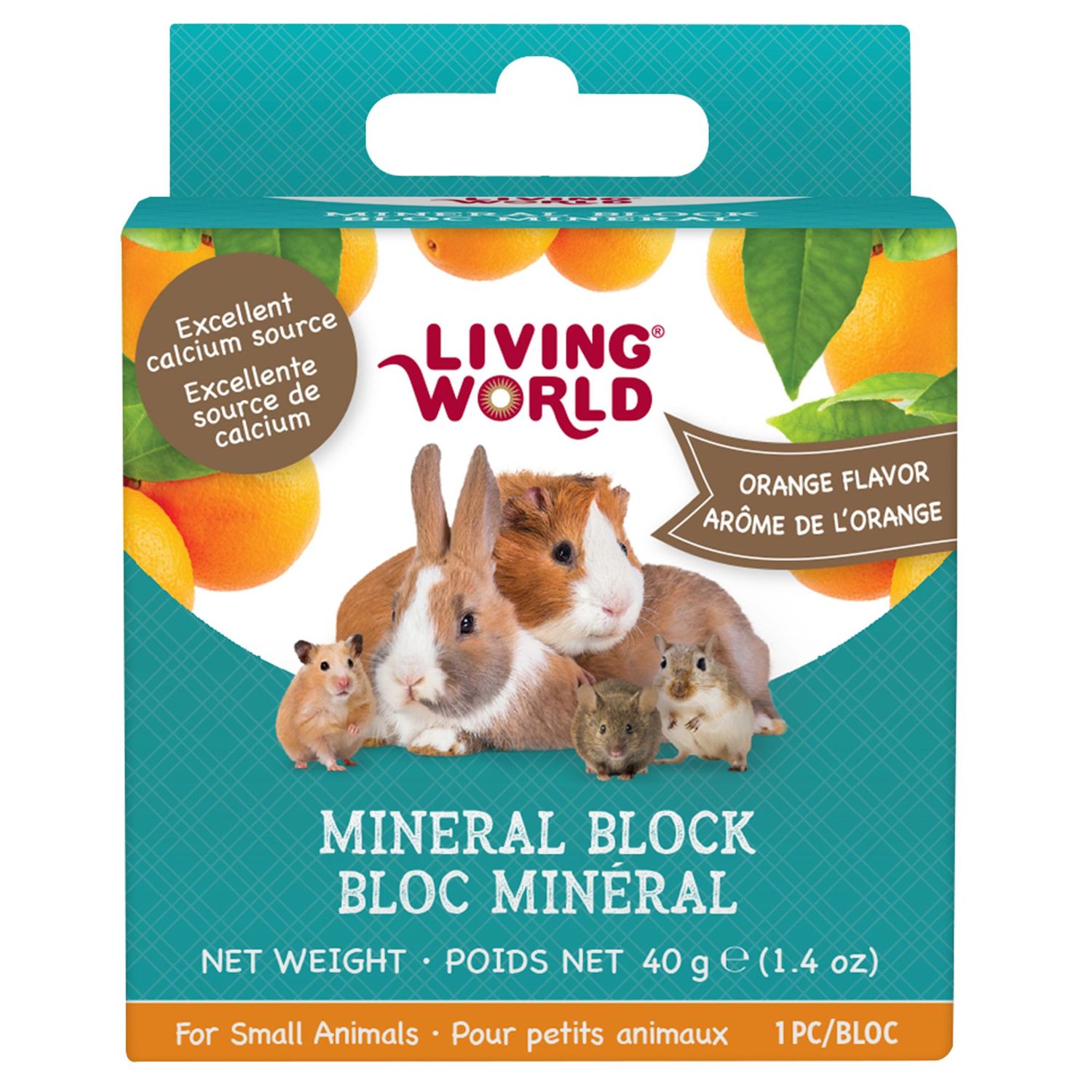 LIVING WORLD - Orange Mineral Block for Small Animals, Size: 40g