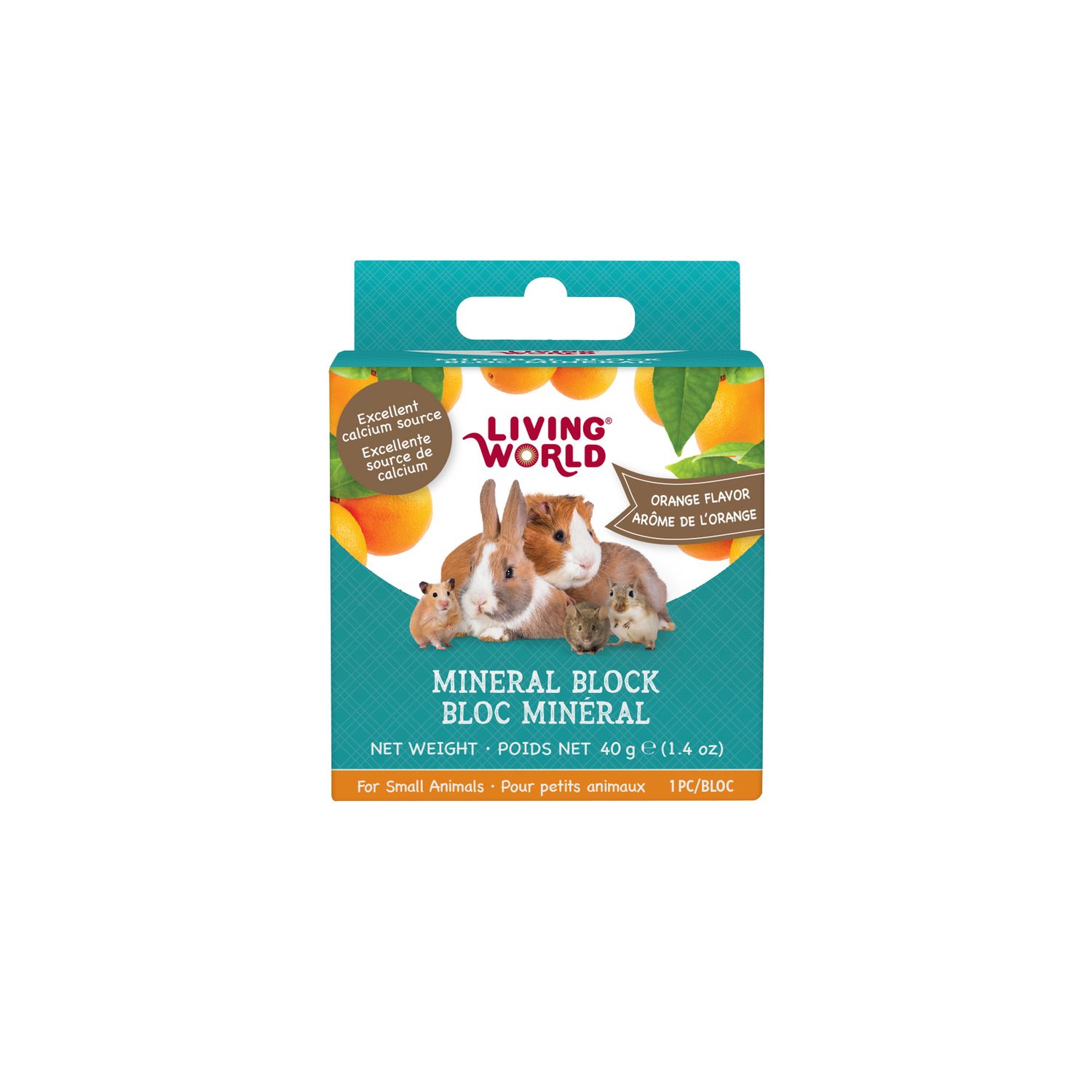 LIVING WORLD - Orange Mineral Block for Small Animals, Size: 40g