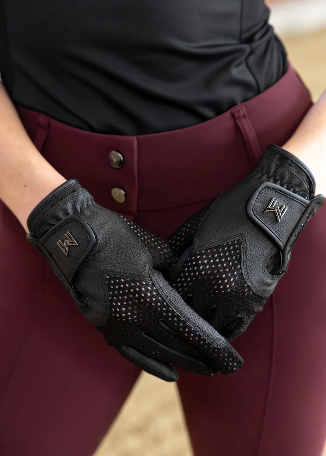 MAXIMILIAN EQUESTRIAN - Ava Riding Gloves, Colour: Noir, Grandeur: 6