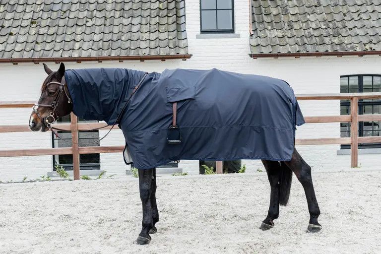 KENTUCKY HORSEWEAR - Horse Raincoat Hurricane w/Stirrups Holes, Color: Navy, Size: Medium