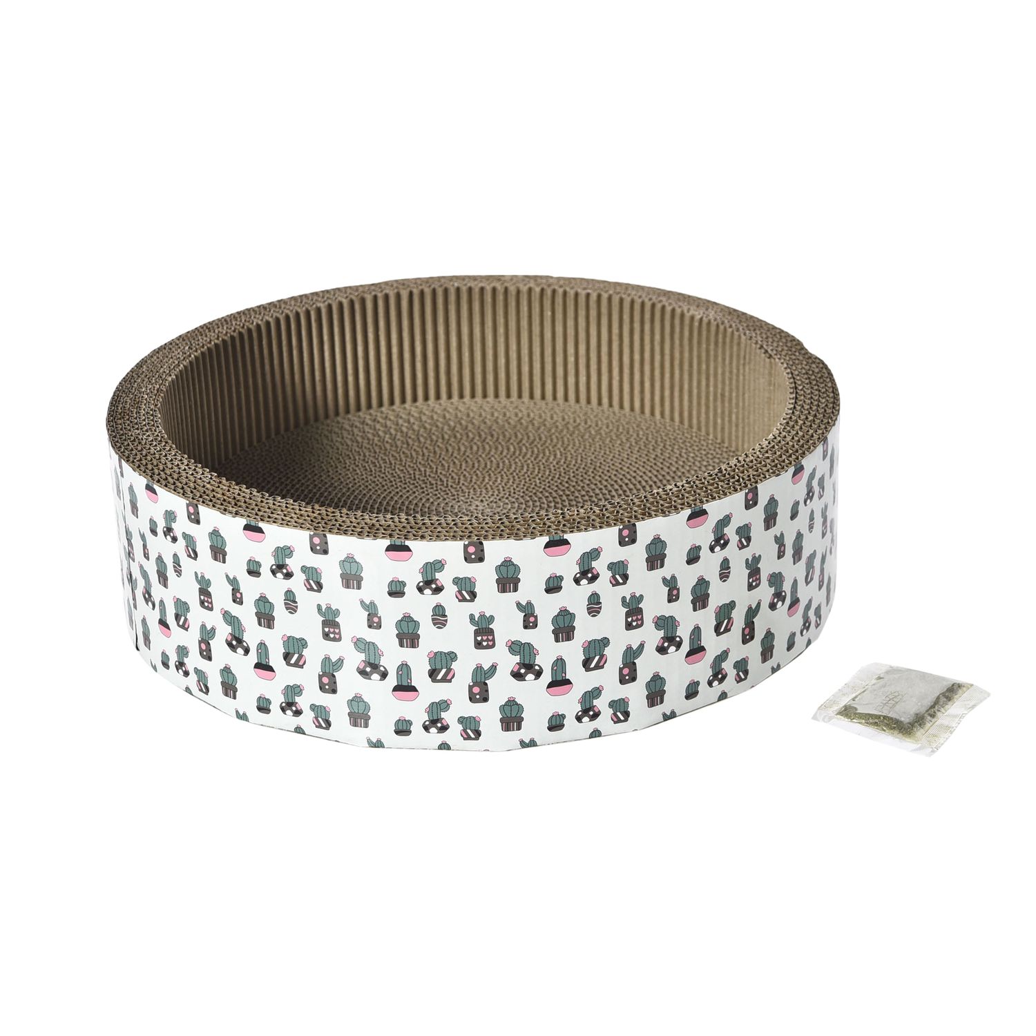 BUD'Z - Cardboard Scratching Box with Catnip Sachet, Size: 40 x 40 x 11.5cm