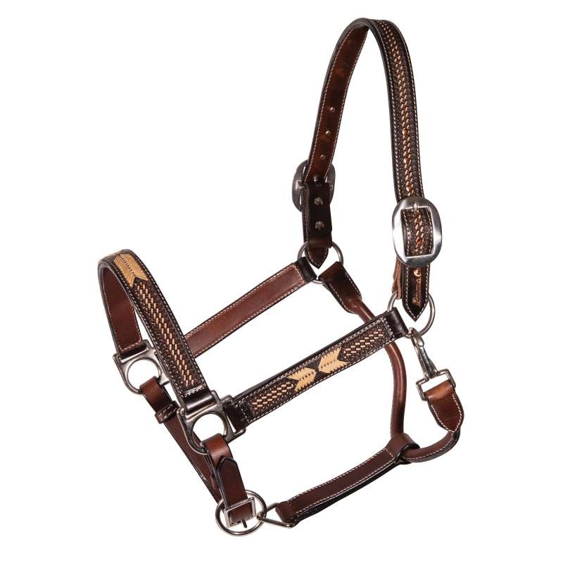 PROFESSIONAL'S CHOICE - Chocolate Arrow Head Leather Halter, Color: Chocolat
