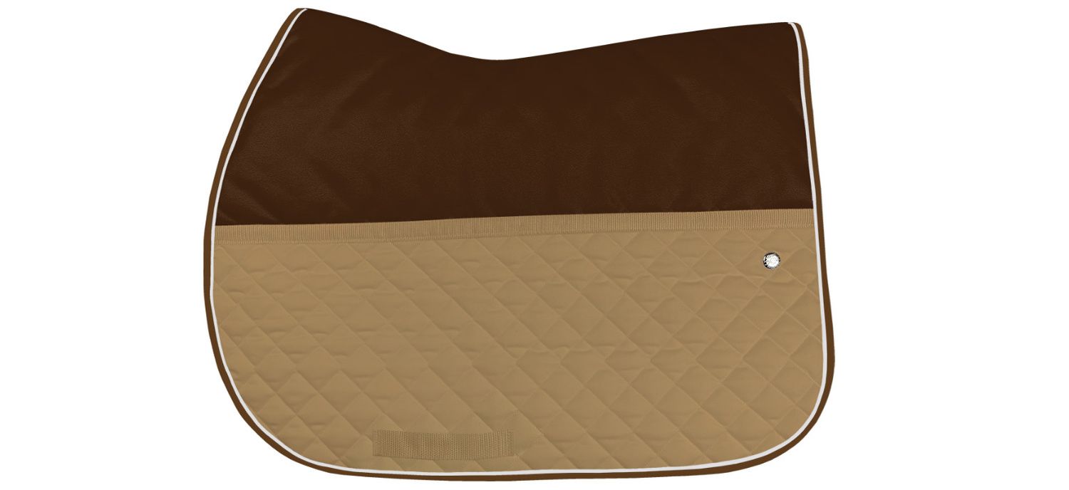 OGILVY EQUESTRIAN - Chocolate and Tan Jump FrictionFree Pad, Piping: Blanc, Binding: Chocolat