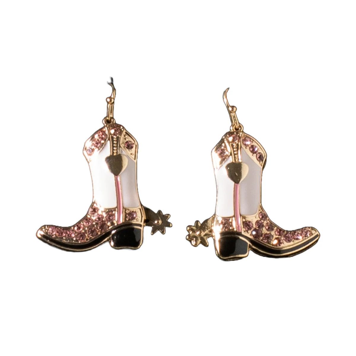 M&amp;F WESTERN - Pink Rhinestones Cowgirl Boots Earrings, Colour: Pink Rhinestones