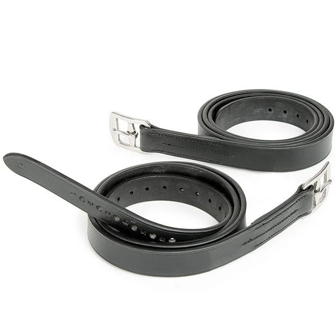 SHIRES EQUESTRIAN - Aviemore Curved Buckle Stirrup Leathers Black, Size: 48 po