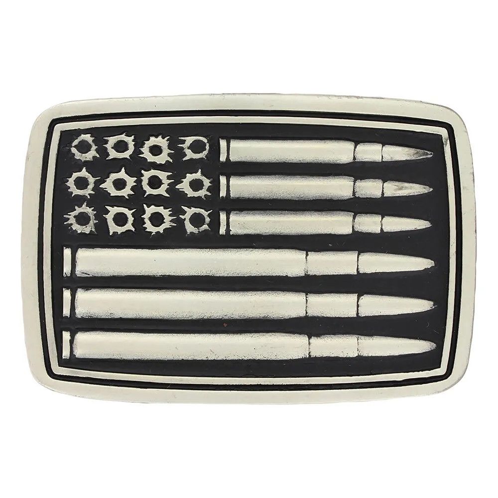 MONTANA SILVERSMITHS - Silver Bullet Flag Attitude Buckle, Color: Argent