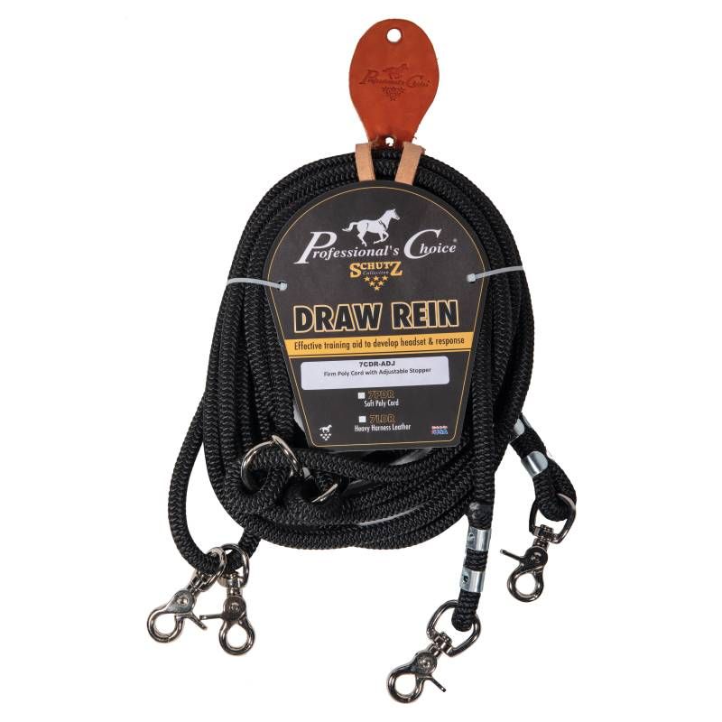 PROFESSIONAL'S CHOICE - Adjustable Training Draw Rein, Color: Noir