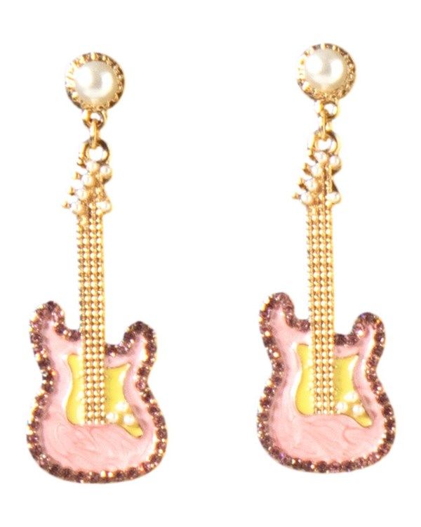 M&amp;F WESTERN - Silver Strike Guitar Post Style Earrings