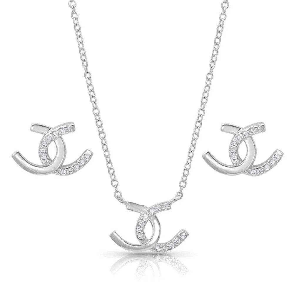 MONTANA SILVERSMITHS - Horseshoe Happiness Jewelry Set, Color: Argent
