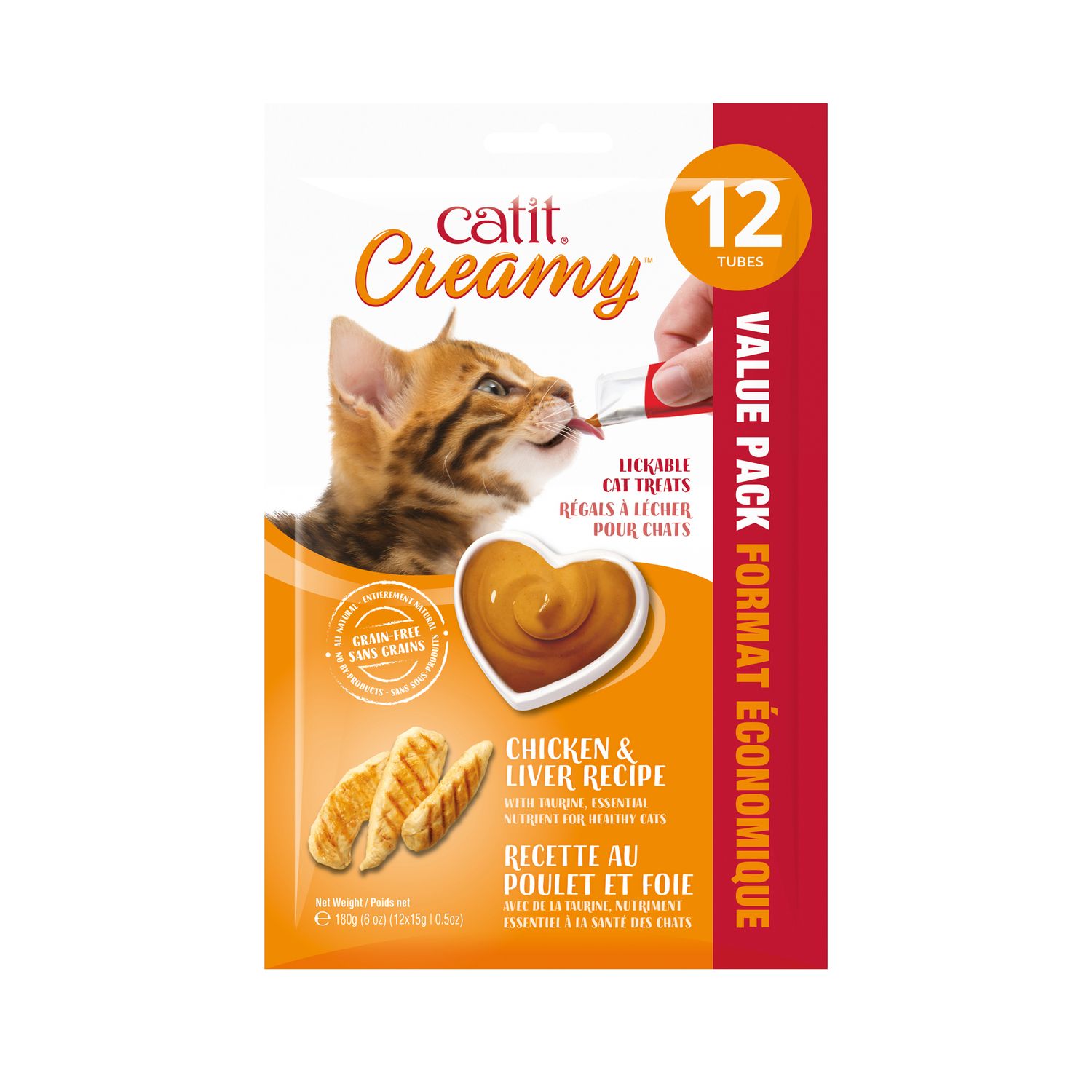 CATIT - Creamy Lickable Chicken &amp; Liver Cat Treats, Size: 12Pack