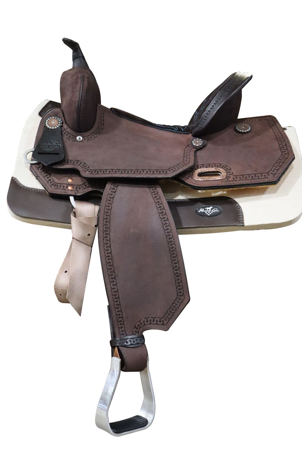 HIGH HORSE - Lindale Barrel-Roughout Western Saddle, Size: 14 1/2, Color: Chocolate