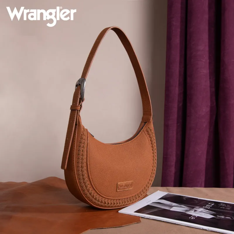 WRANGLER - Whipstitch Crescent Brown Crossbody
