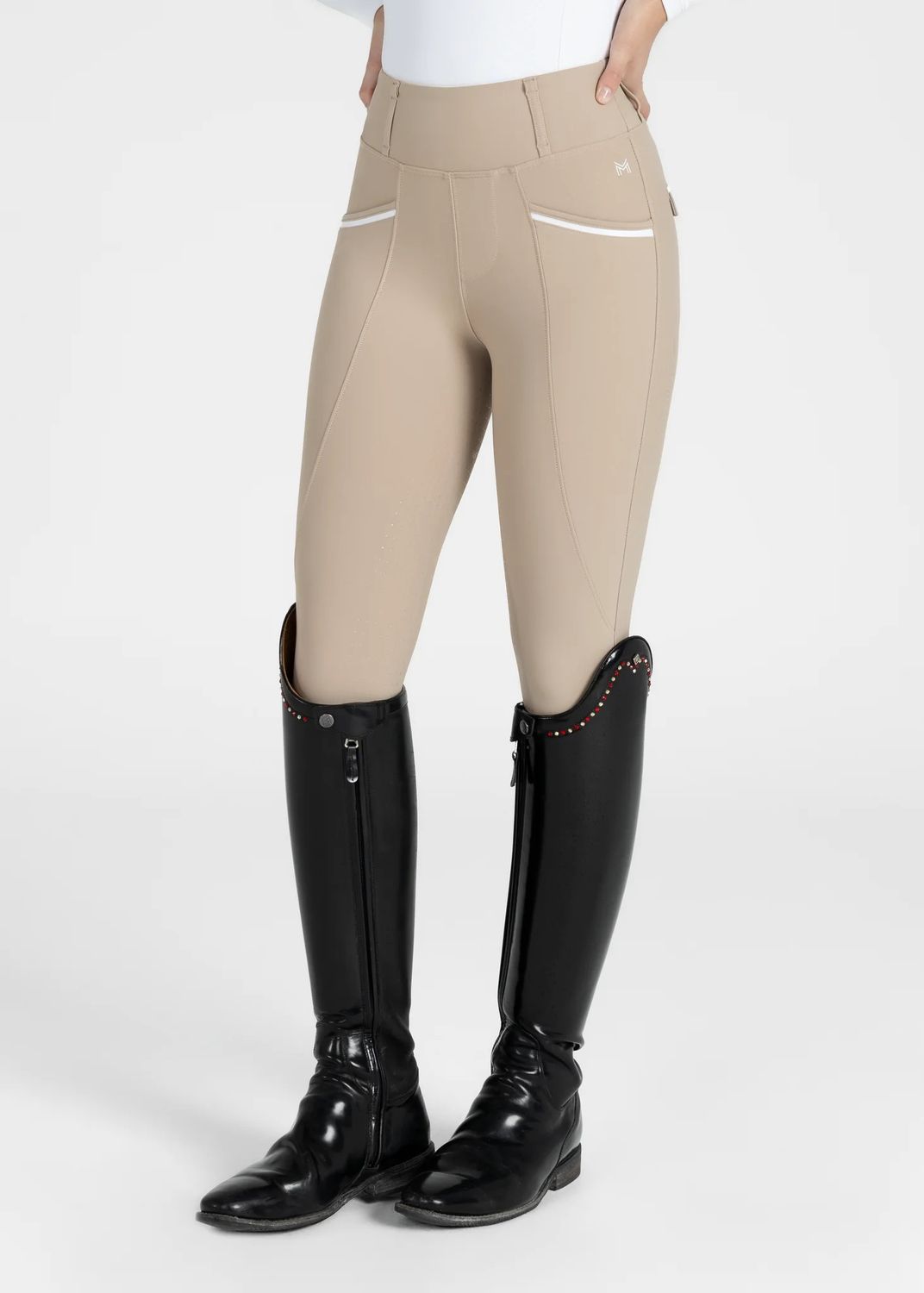 MAXIMILIAN - Beige Pro Riding Leggings, Size: Small