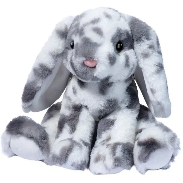 DOUGLAS - Bouncie the Spotted White &amp; Grey Bunny Plush, Colour: Spotted
