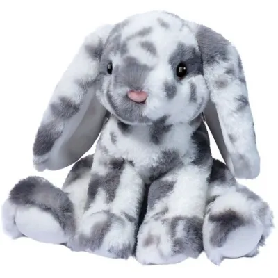 DOUGLAS - Bouncie the Spotted White &amp; Grey Bunny Plush