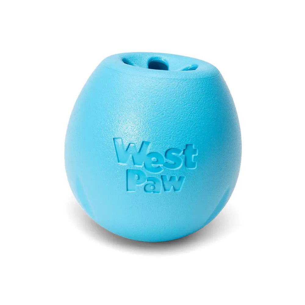 WEST PAW - Aqua Blue Rumbl Treat Toy, Size: Small 3.5''
