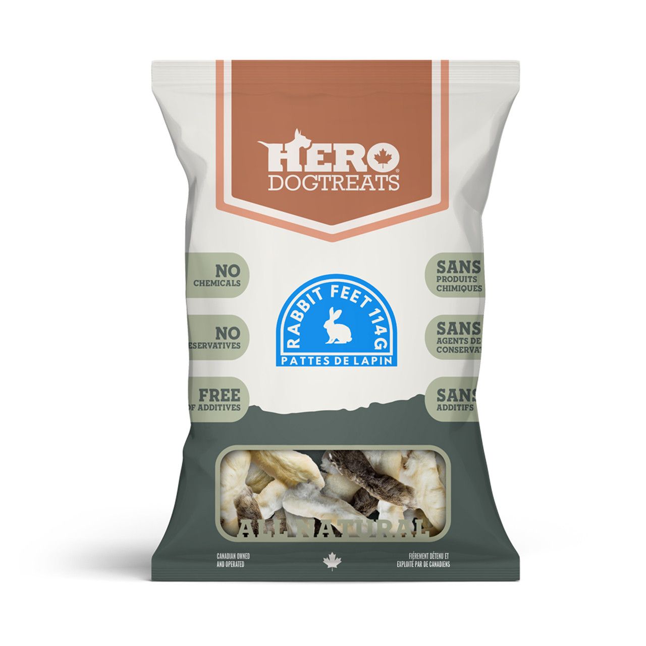 HERO DOG TREATS - Rabbit Feet, Size: 114g