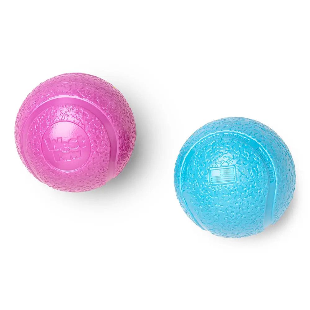 WEST PAW - Balles Rebondissantes Boundr, Couleur: Hot Pink / Aqua Blue, Grandeur: Small 2.5''