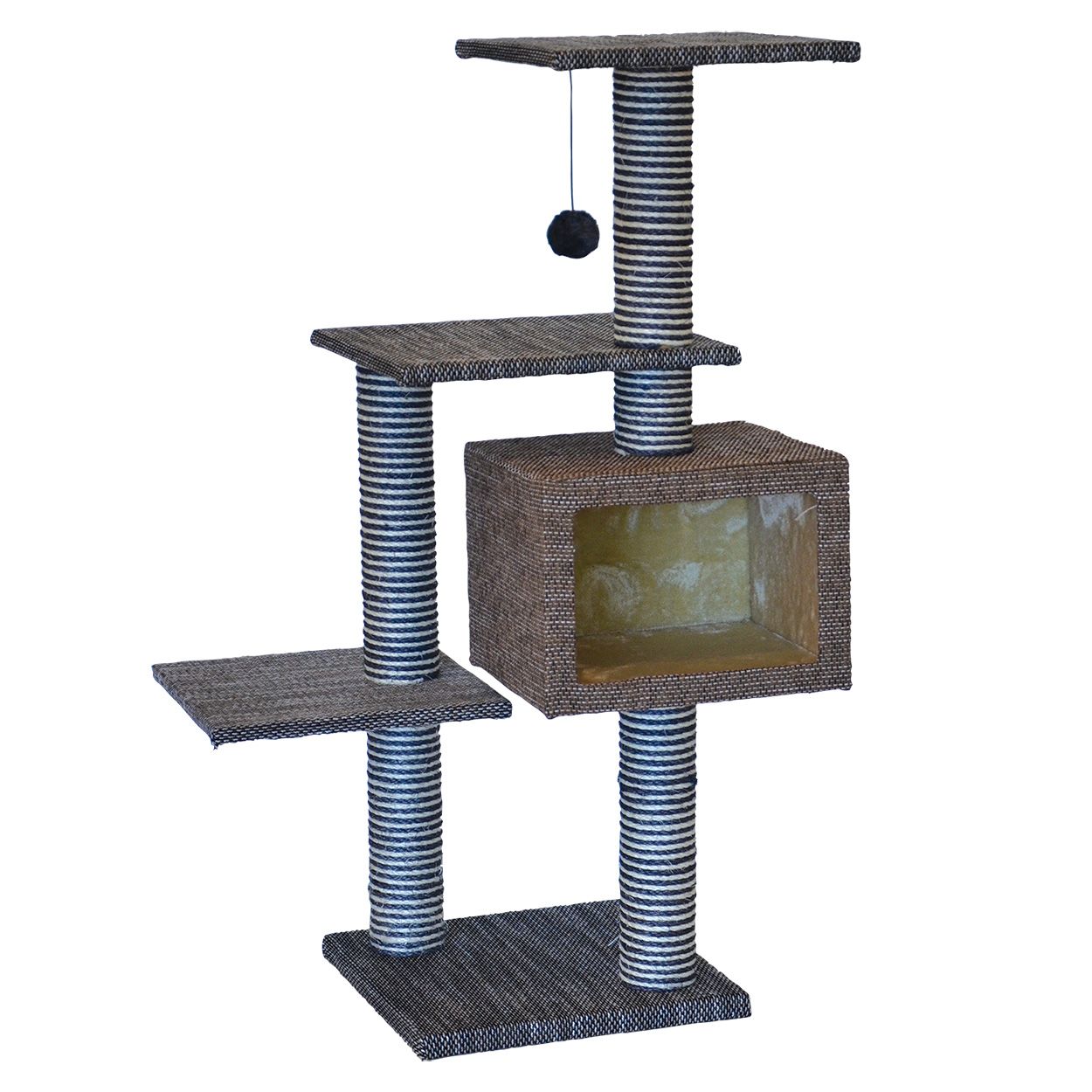 ANIMAL TREASURE - Scratcher Tri-Level Cat Tree, Colour: Brun, Size: 43.5''