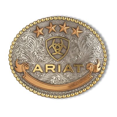 ARIAT - Oval Stars Logo Silver Belt Buckle