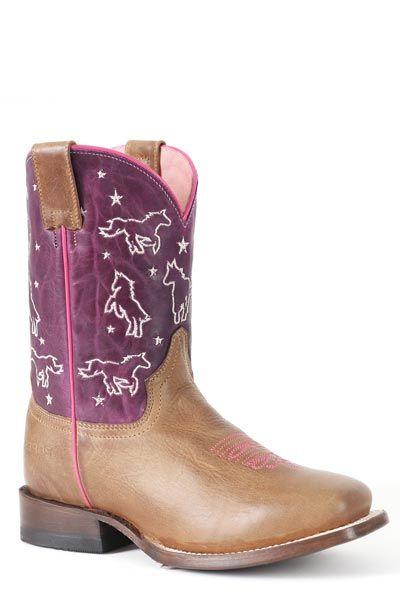 ROPER - Purple Leather Bella Square Toe Cowboy Boot