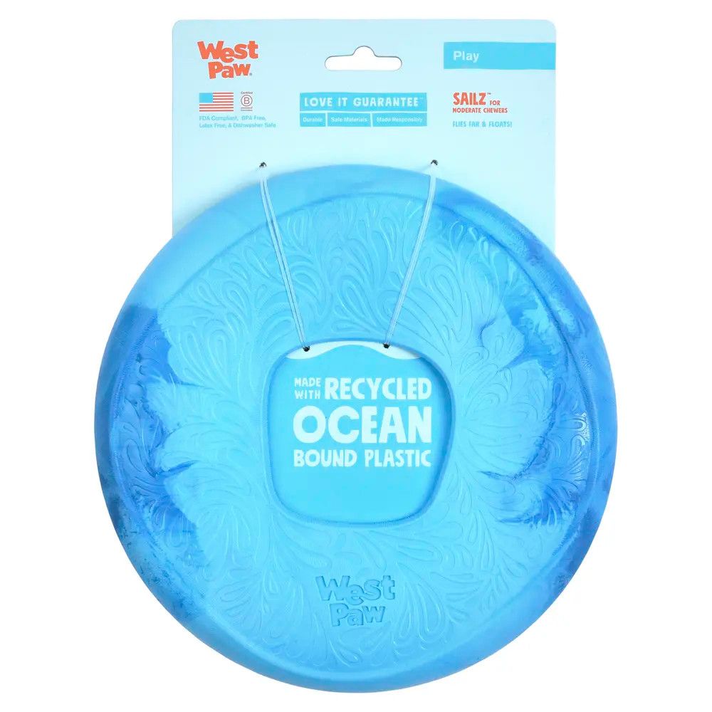 WEST PAW - Frisbee Sailz Ocean Bound Plastic, Color: Surf, Size: 8.75''