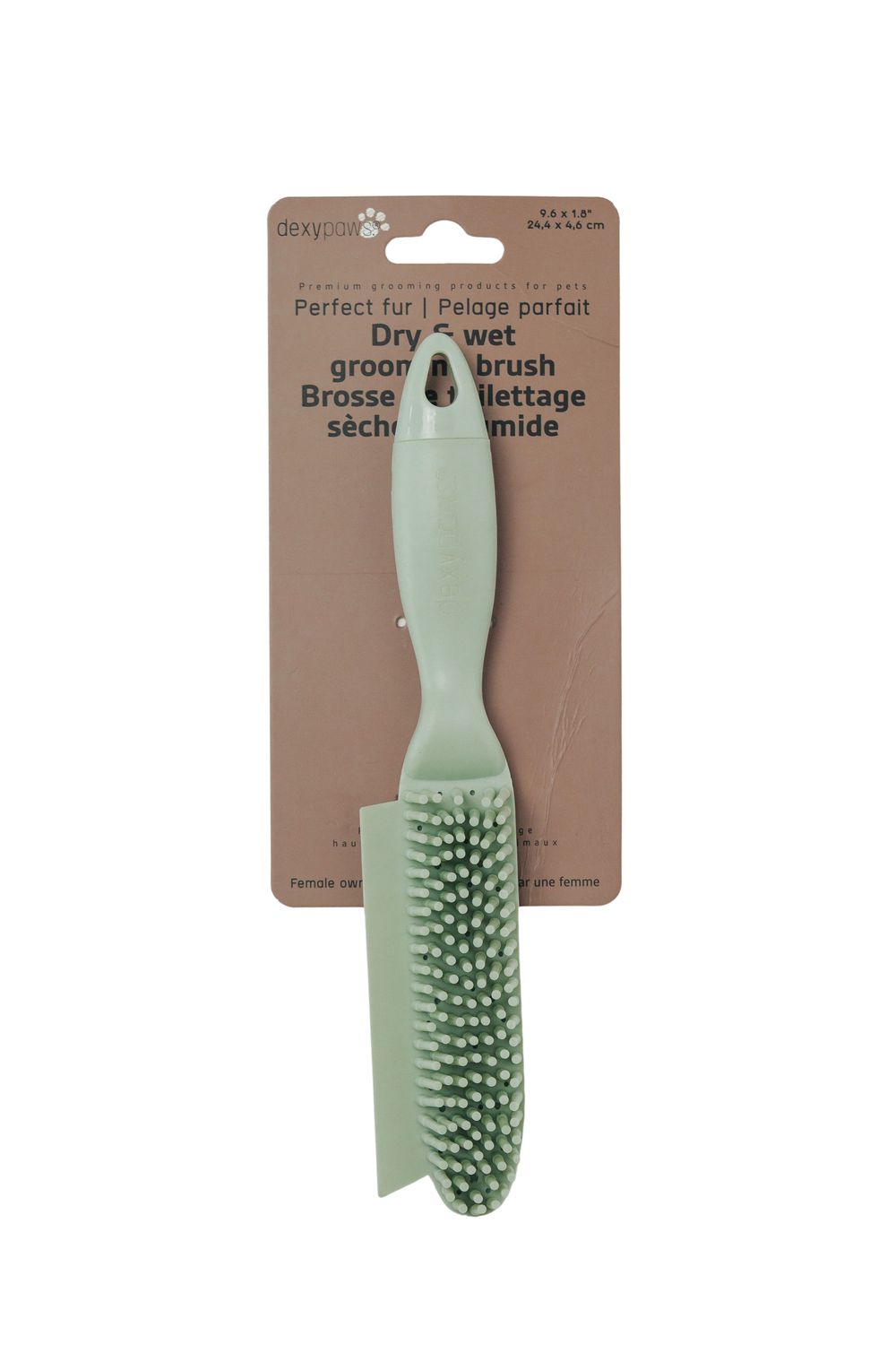 DEXYPAWS - Dry &amp; Wet Grooming Brush, Colour: Vert Sauge